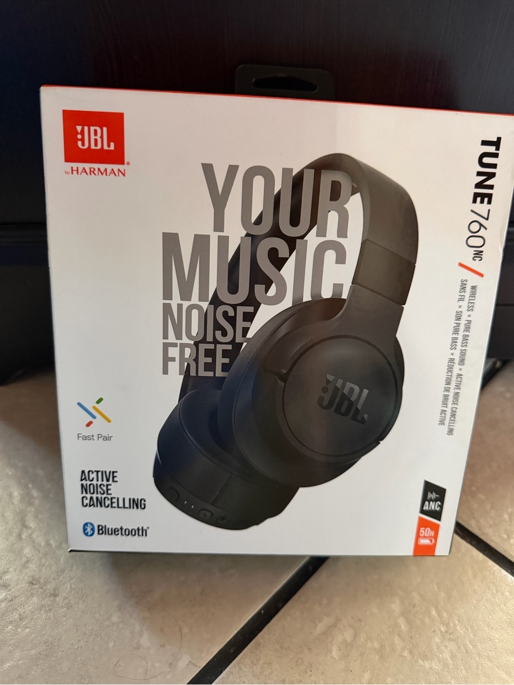 JBL Black Over-Ear Wireless Headphones with Active Noise Cancelling